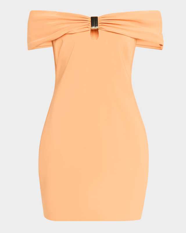 Ariana Off-Shoulder Cutout Crepe Mini Dress